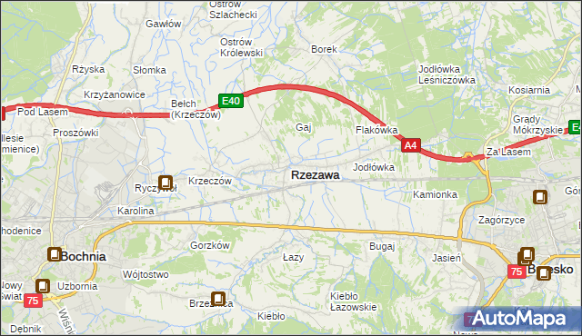 mapa Rzezawa, Rzezawa na mapie Targeo