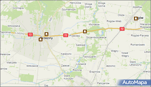 mapa Sadowa gmina Brzeziny, Sadowa gmina Brzeziny na mapie Targeo