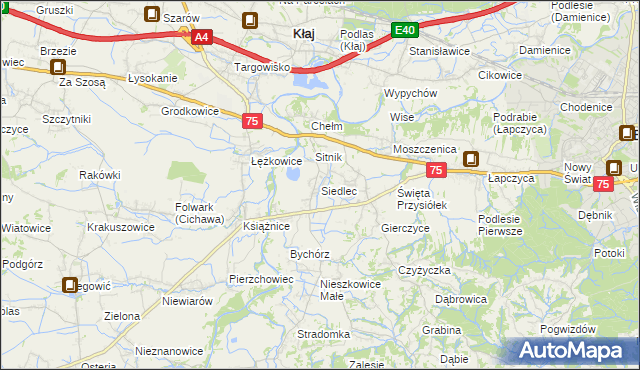 mapa Siedlec gmina Bochnia, Siedlec gmina Bochnia na mapie Targeo