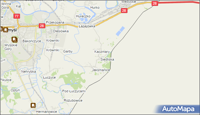 mapa Siedliska gmina Medyka, Siedliska gmina Medyka na mapie Targeo