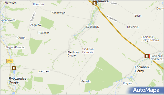 mapa Siedliska Pierwsze, Siedliska Pierwsze na mapie Targeo