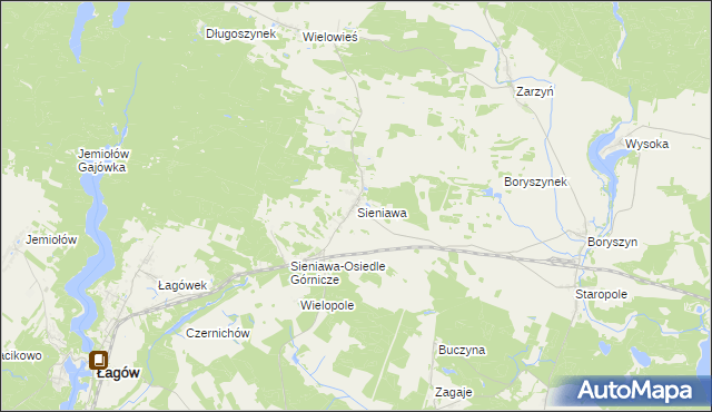 mapa Sieniawa gmina Łagów, Sieniawa gmina Łagów na mapie Targeo