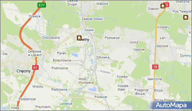 mapa Sitkówka, Sitkówka na mapie Targeo