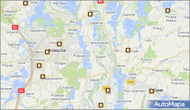 mapa Skidziń, Skidziń na mapie Targeo