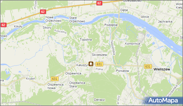 mapa Skrzeszew gmina Wieliszew, Skrzeszew gmina Wieliszew na mapie Targeo