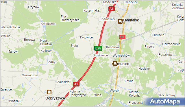 mapa Słostowice, Słostowice na mapie Targeo