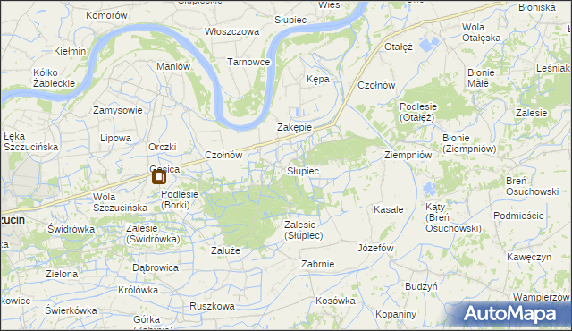 mapa Słupiec gmina Szczucin, Słupiec gmina Szczucin na mapie Targeo