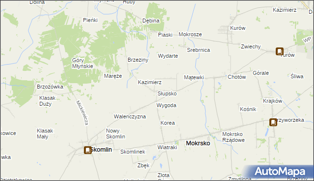 mapa Słupsko gmina Mokrsko, Słupsko gmina Mokrsko na mapie Targeo