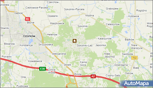 mapa Sokolniki-Las, Sokolniki-Las na mapie Targeo