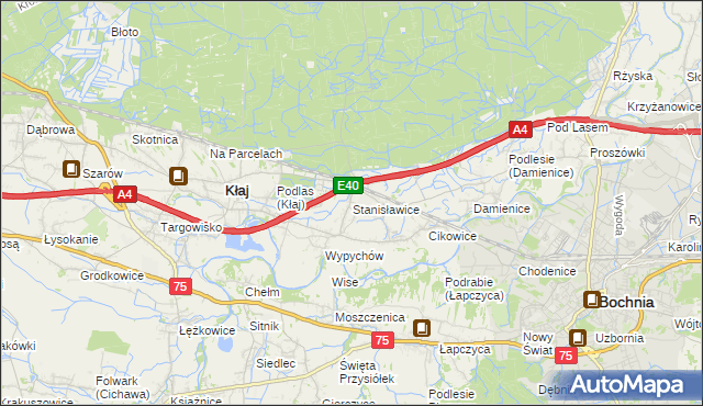 mapa Stanisławice gmina Bochnia, Stanisławice gmina Bochnia na mapie Targeo