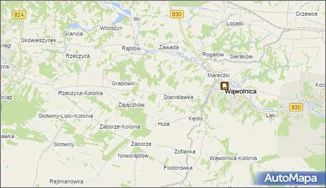 mapa Stanisławka gmina Wąwolnica, Stanisławka gmina Wąwolnica na mapie Targeo