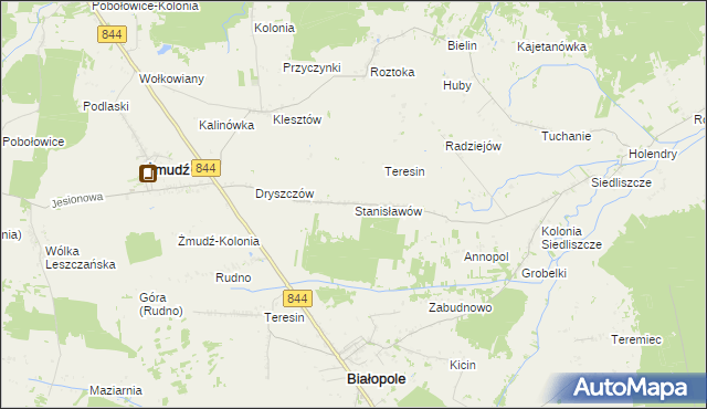 mapa Stanisławów gmina Żmudź, Stanisławów gmina Żmudź na mapie Targeo