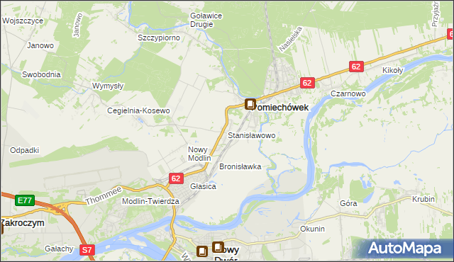 mapa Stanisławowo gmina Pomiechówek, Stanisławowo gmina Pomiechówek na mapie Targeo