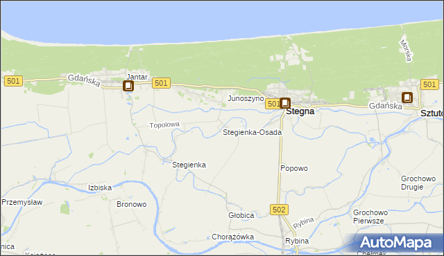 mapa Stegienka-Osada, Stegienka-Osada na mapie Targeo