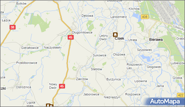 mapa Sukowice, Sukowice na mapie Targeo