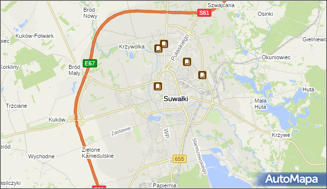 mapa Suwałk, Suwałki na mapie Targeo