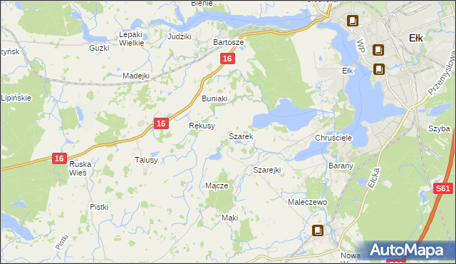 mapa Szarek gmina Ełk, Szarek gmina Ełk na mapie Targeo