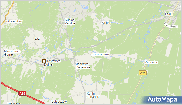 mapa Szczepanów gmina Iłowa, Szczepanów gmina Iłowa na mapie Targeo