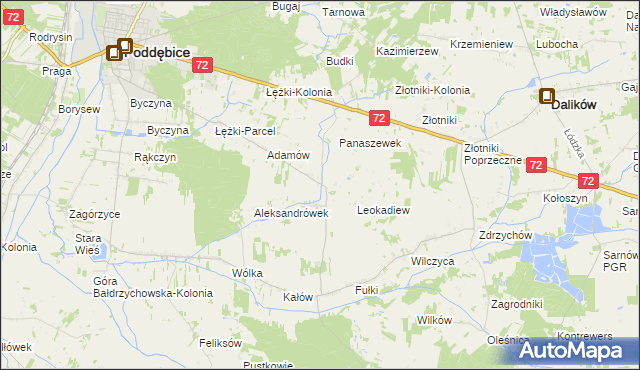mapa Szczyty gmina Poddębice, Szczyty gmina Poddębice na mapie Targeo