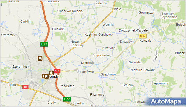 mapa Szpondowo, Szpondowo na mapie Targeo