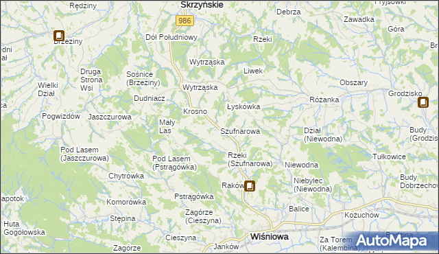 mapa Szufnarowa, Szufnarowa na mapie Targeo