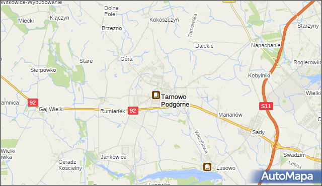mapa Tarnowo Podgórne, Tarnowo Podgórne na mapie Targeo