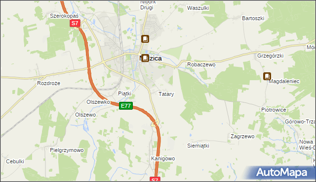 mapa Tatary gmina Nidzica, Tatary gmina Nidzica na mapie Targeo