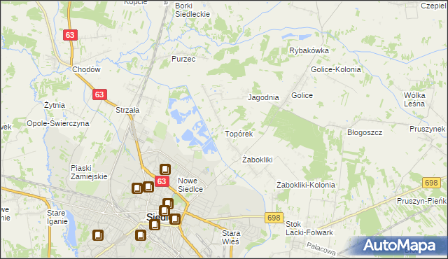 mapa Topórek, Topórek na mapie Targeo