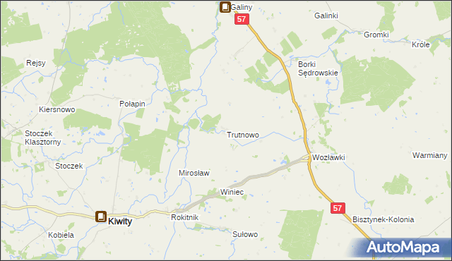 mapa Trutnowo gmina Bartoszyce, Trutnowo gmina Bartoszyce na mapie Targeo