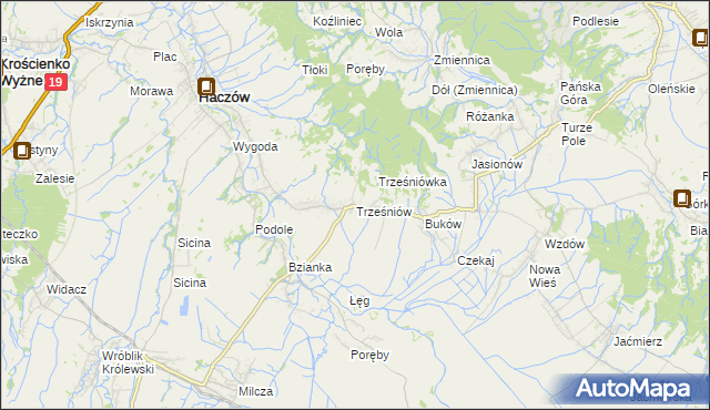 mapa Trześniów gmina Haczów, Trześniów gmina Haczów na mapie Targeo