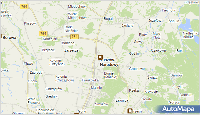 mapa Tuszów Narodowy, Tuszów Narodowy na mapie Targeo