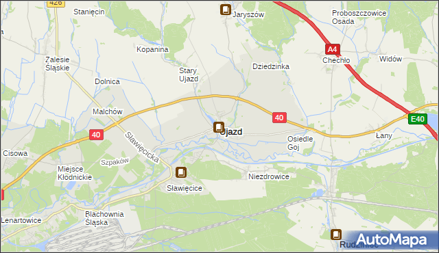 mapa Ujazd powiat strzelecki, Ujazd powiat strzelecki na mapie Targeo