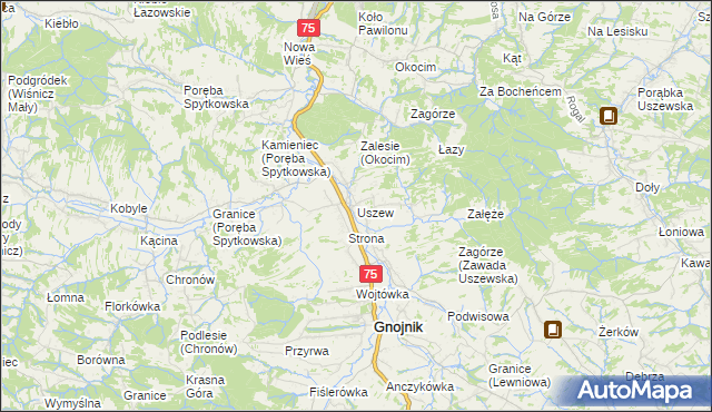 mapa Uszew, Uszew na mapie Targeo