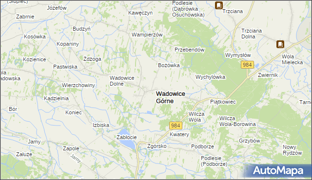 mapa Wadowice Górne, Wadowice Górne na mapie Targeo