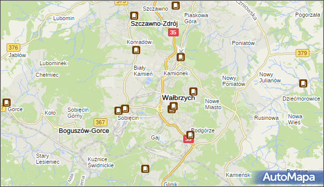 mapa Wałbrzycha, Wałbrzych na mapie Targeo