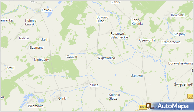 mapa Wiązownica gmina Radziłów, Wiązownica gmina Radziłów na mapie Targeo