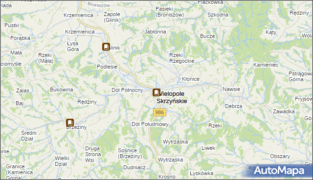 mapa Wielopole Skrzyńskie, Wielopole Skrzyńskie na mapie Targeo