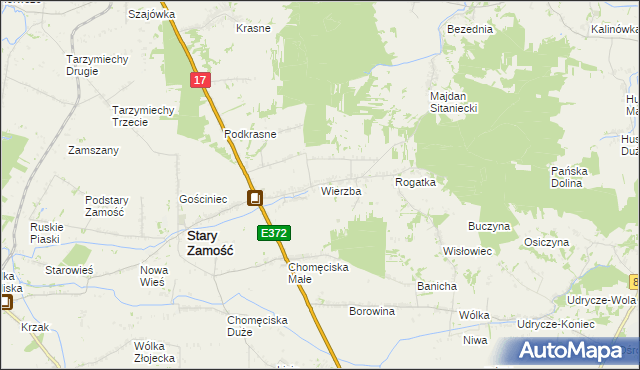 mapa Wierzba gmina Stary Zamość, Wierzba gmina Stary Zamość na mapie Targeo