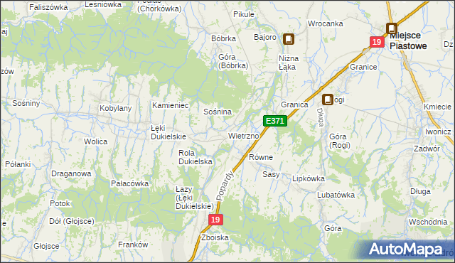 mapa Wietrzno gmina Dukla, Wietrzno gmina Dukla na mapie Targeo