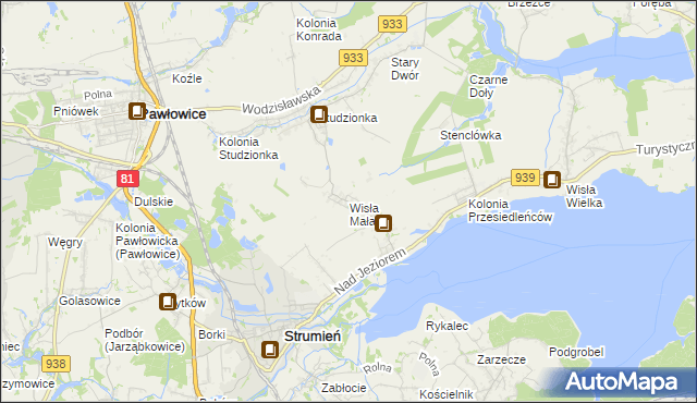 mapa Wisła Mała, Wisła Mała na mapie Targeo
