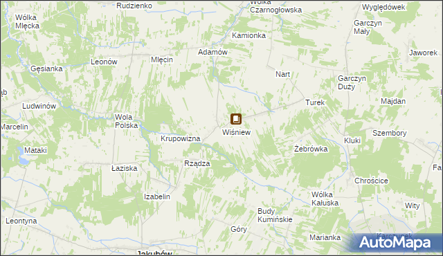 mapa Wiśniew gmina Jakubów, Wiśniew gmina Jakubów na mapie Targeo