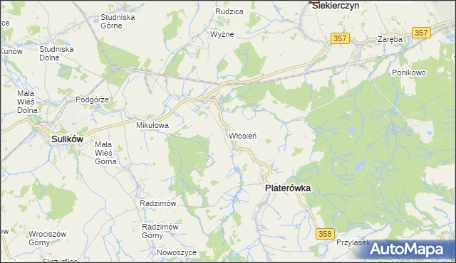 mapa Włosień, Włosień na mapie Targeo