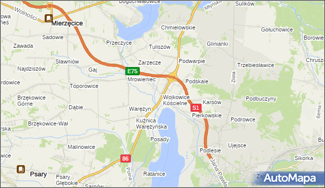 mapa Wojkowice Kościelne, Wojkowice Kościelne na mapie Targeo