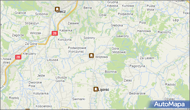 mapa Wójtowa, Wójtowa na mapie Targeo