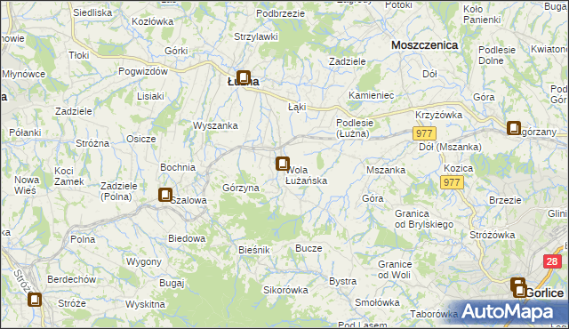 mapa Wola Łużańska, Wola Łużańska na mapie Targeo