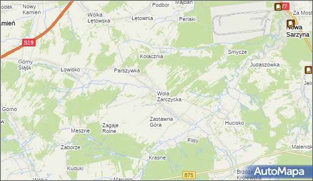 mapa Wola Zarczycka, Wola Zarczycka na mapie Targeo