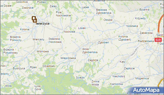 mapa Wola Zgłobieńska, Wola Zgłobieńska na mapie Targeo