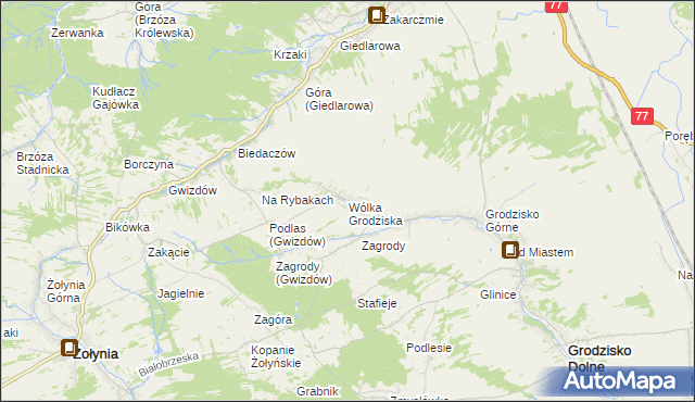 mapa Wólka Grodziska gmina Grodzisko Dolne, Wólka Grodziska gmina Grodzisko Dolne na mapie Targeo