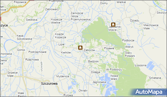 mapa Zaborów gmina Szczurowa, Zaborów gmina Szczurowa na mapie Targeo