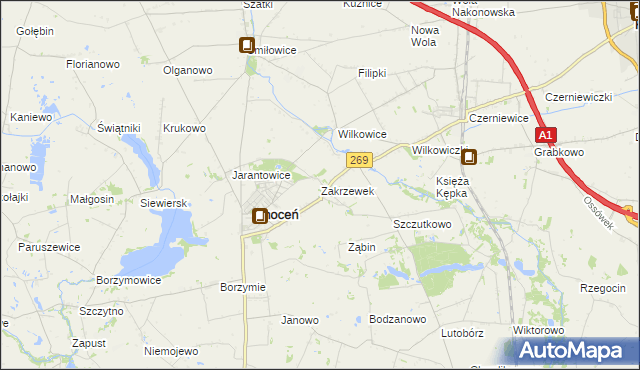 mapa Zakrzewek gmina Choceń, Zakrzewek gmina Choceń na mapie Targeo